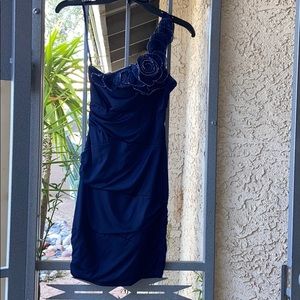 One strap, bodycon, navy blue dress